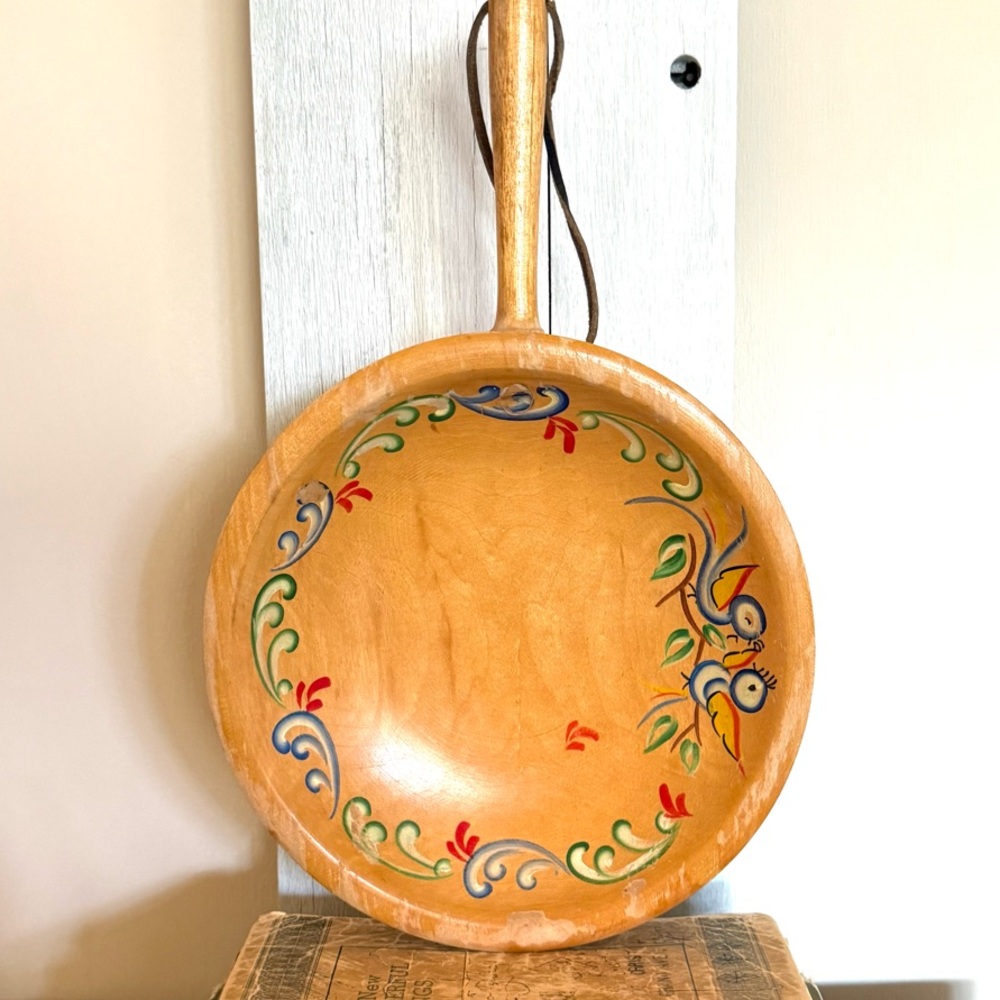 Vintage 1950’s Munising Handled Bowl with Hand-Painted Blue Birds